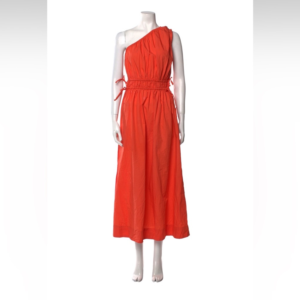 Faithfull the Brand Ruched Asymmetrical Orange Maxi Dress